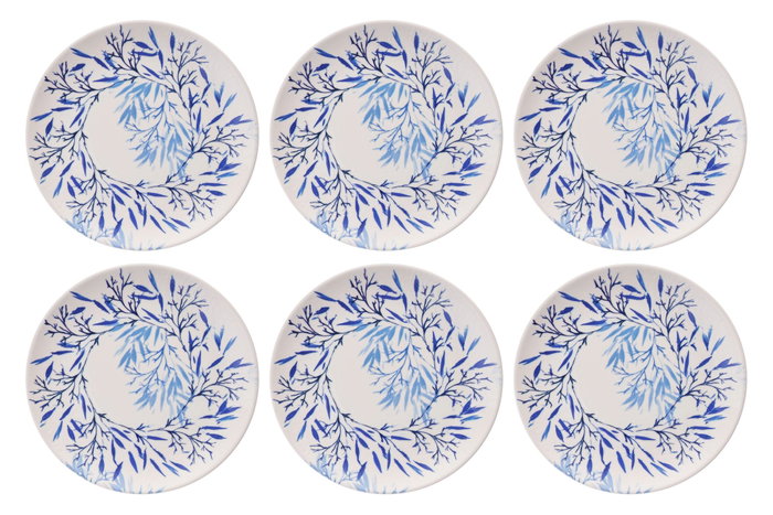 Hermia Blue Ivy Juego de 6 Platos para Postre en Porcelana Azul y Blanco Skew: B14T4SACAN Hermia Blue Ivy Juego de 6 Platos para Postre en Porcelana Azul y Blanco Skew: B14T4SACAN